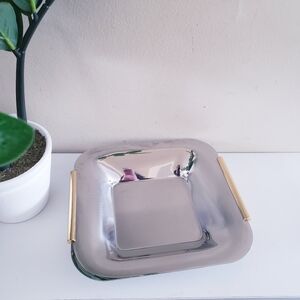 Inoxbeck 18/10 VINTAGE Stainless Steel & 24K Gold Italian Made Serving Tray